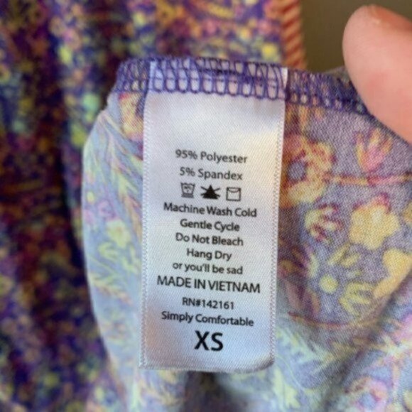Lularoe Irma Tunic Top Purple Floral Pink Stripe Sleeve - Picture 10 of 10